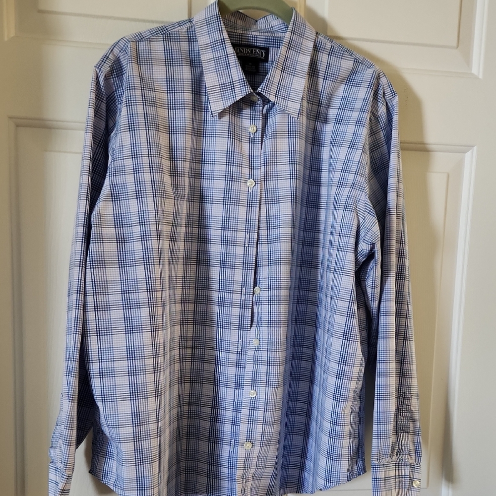 Lands' End Blue Casual Button Down Shirt